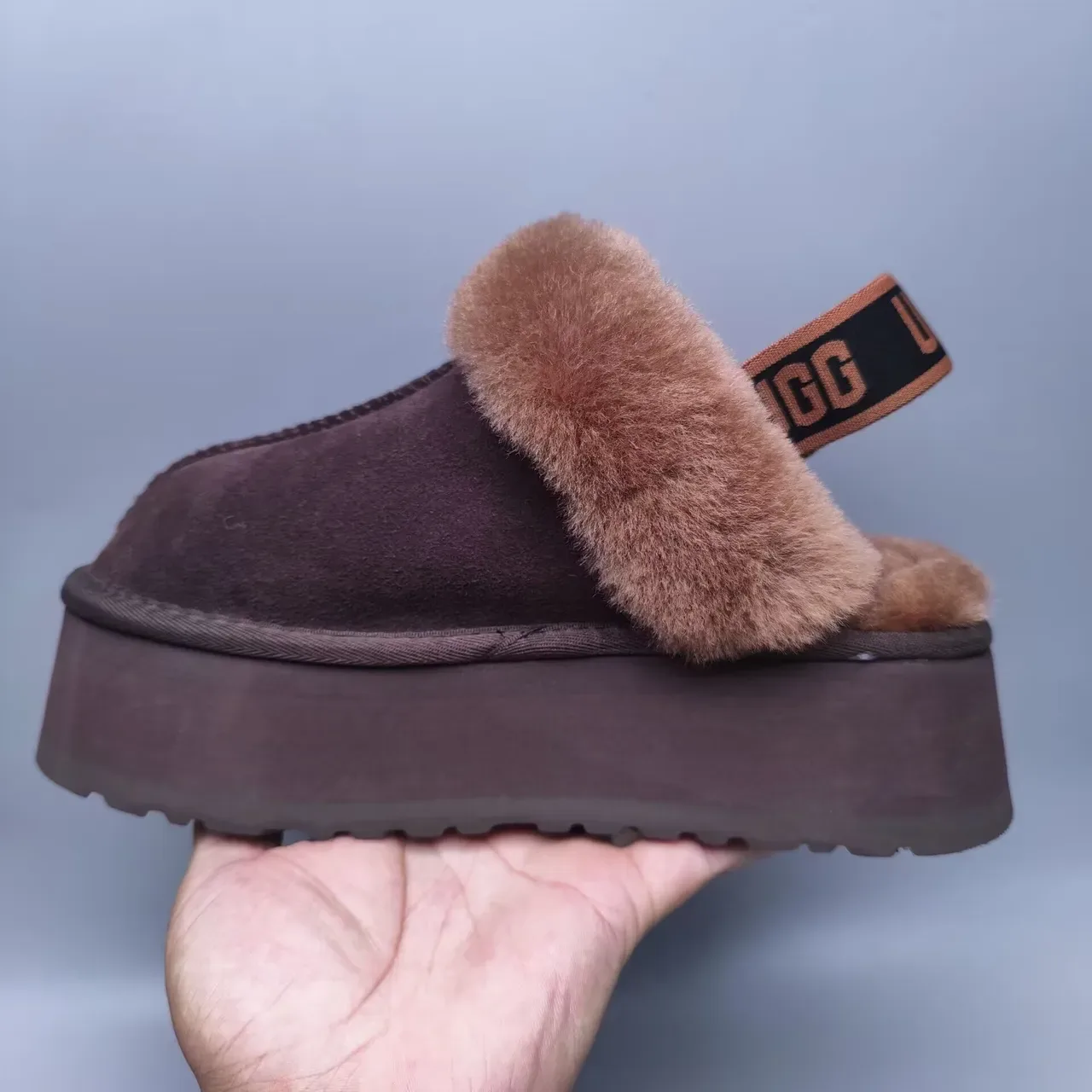 UGG Tasman Brown Beige Platform Sole Shearling-Trimmed Casual Shoes 3