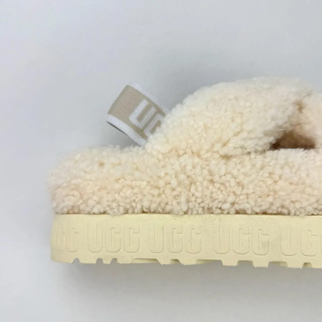 UGG Tasman Cream Shearling Cross-Strap Slippers 5