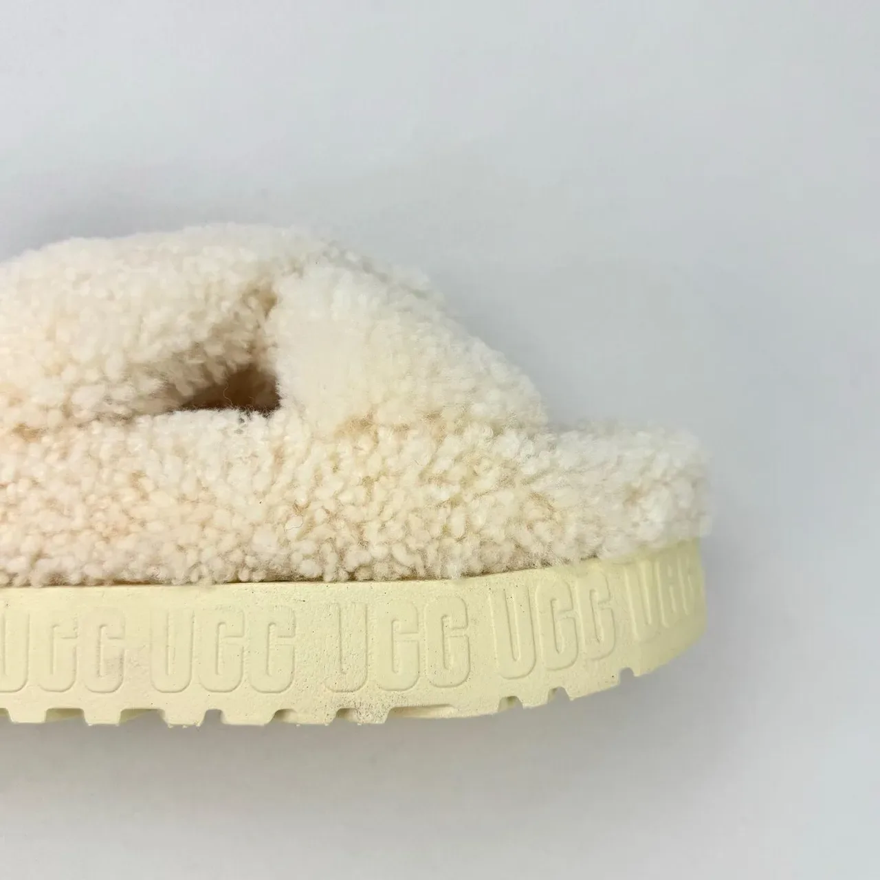 UGG Tasman Cream Shearling Cross-Strap Slippers 7