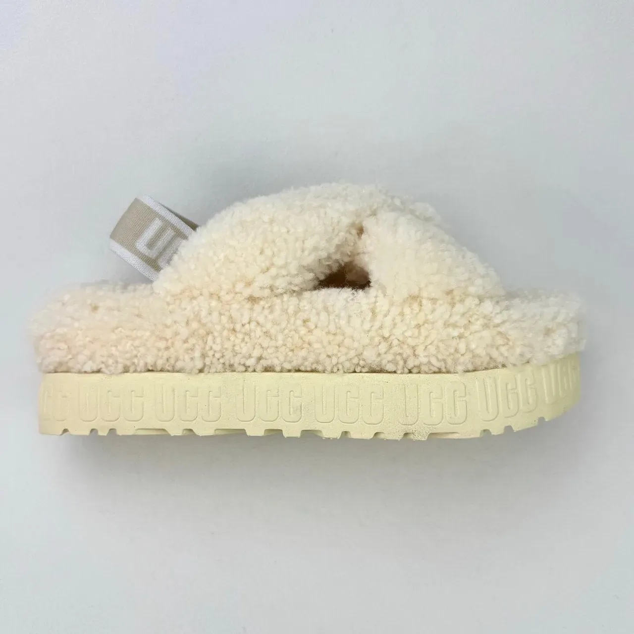 UGG Tasman Cream Shearling Cross-Strap Slippers 9