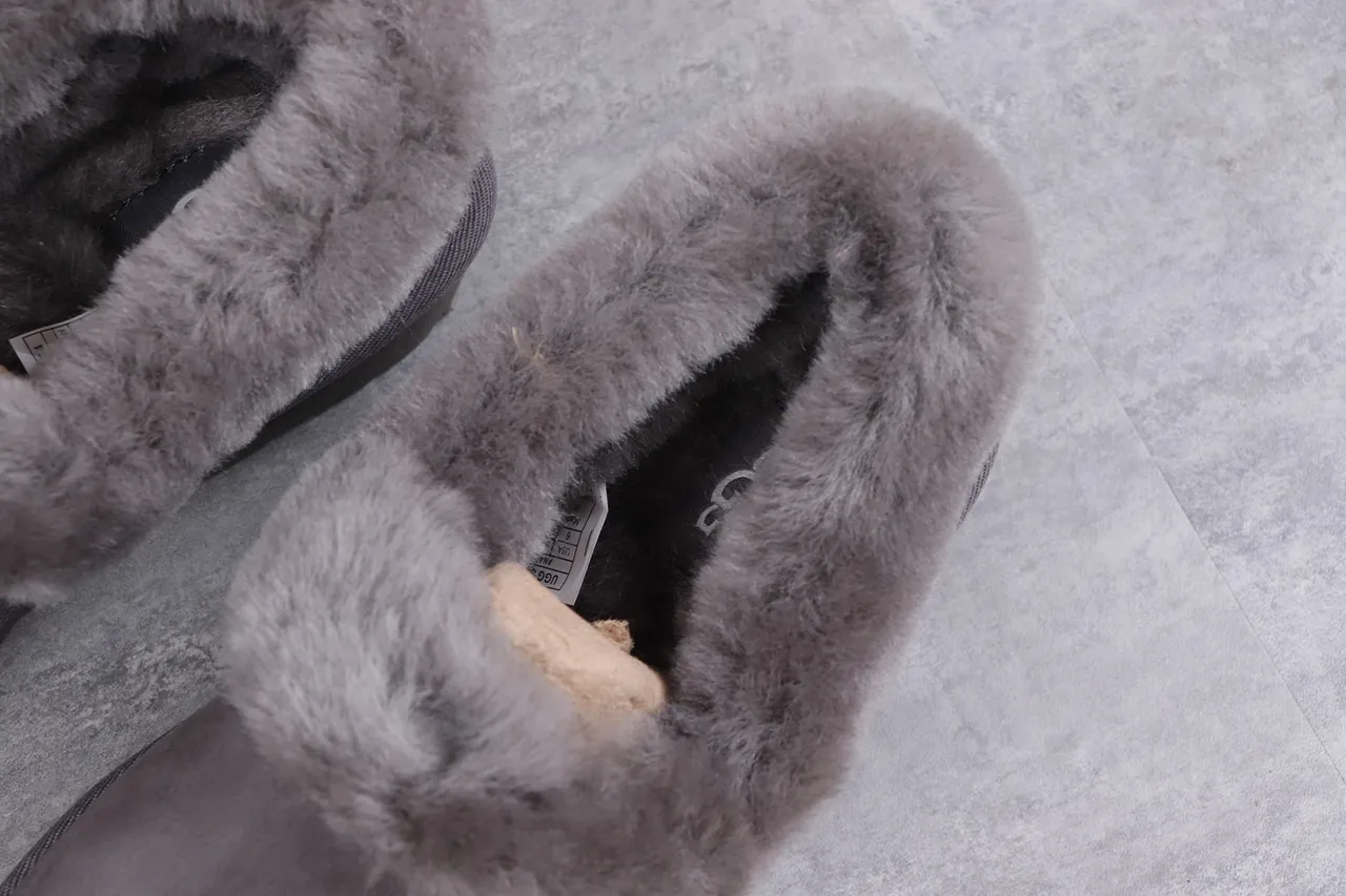 UGG Tasman Gray Suede Upper Plush Shearling Lining Casual Shoes 2