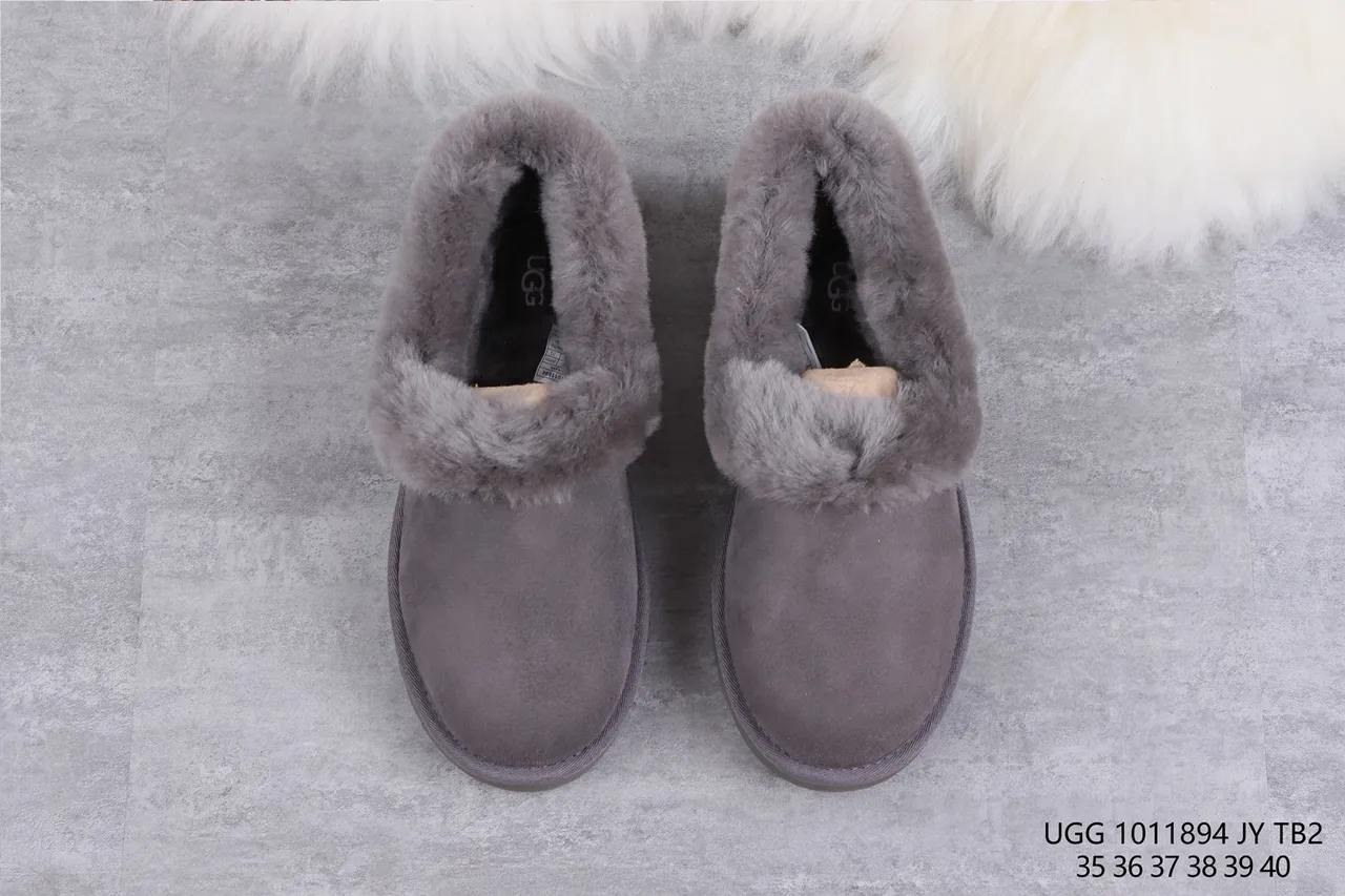 UGG Tasman Gray Suede Upper Plush Shearling Lining Casual Shoes 9