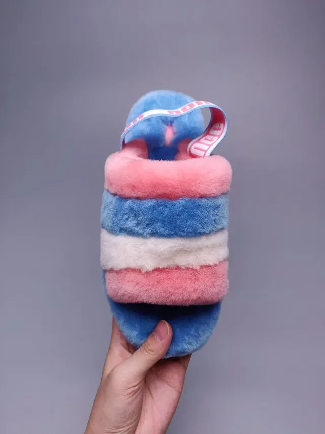 UGG Tasman Multicolor Striped Fluffy Slippers 4