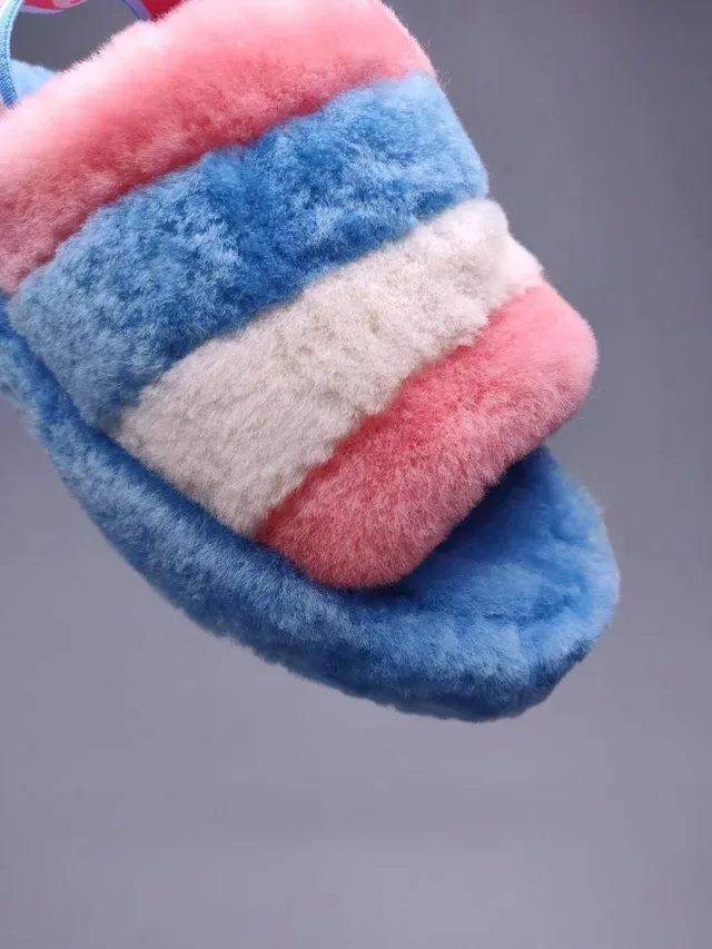UGG Tasman Multicolor Striped Fluffy Slippers 6
