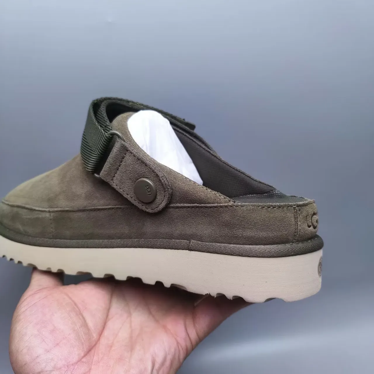 UGG Tasman Olive Suede Platform Slipper 2