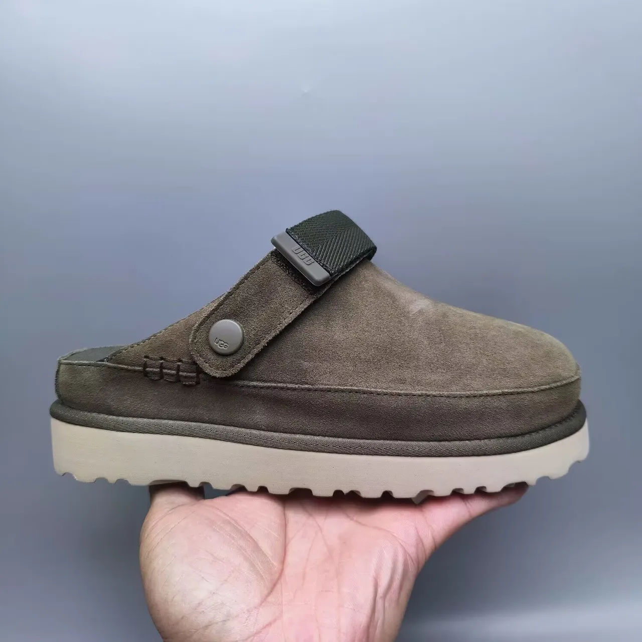 UGG Tasman Olive Suede Platform Slipper 3