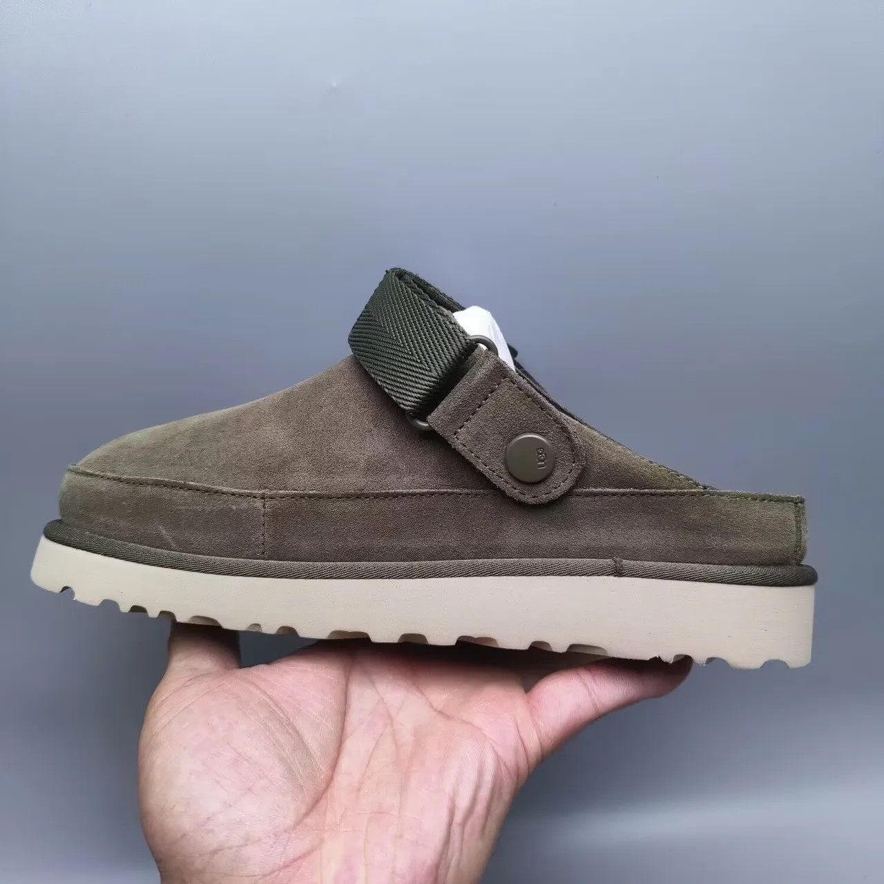 UGG Tasman Olive Suede Platform Slipper 7