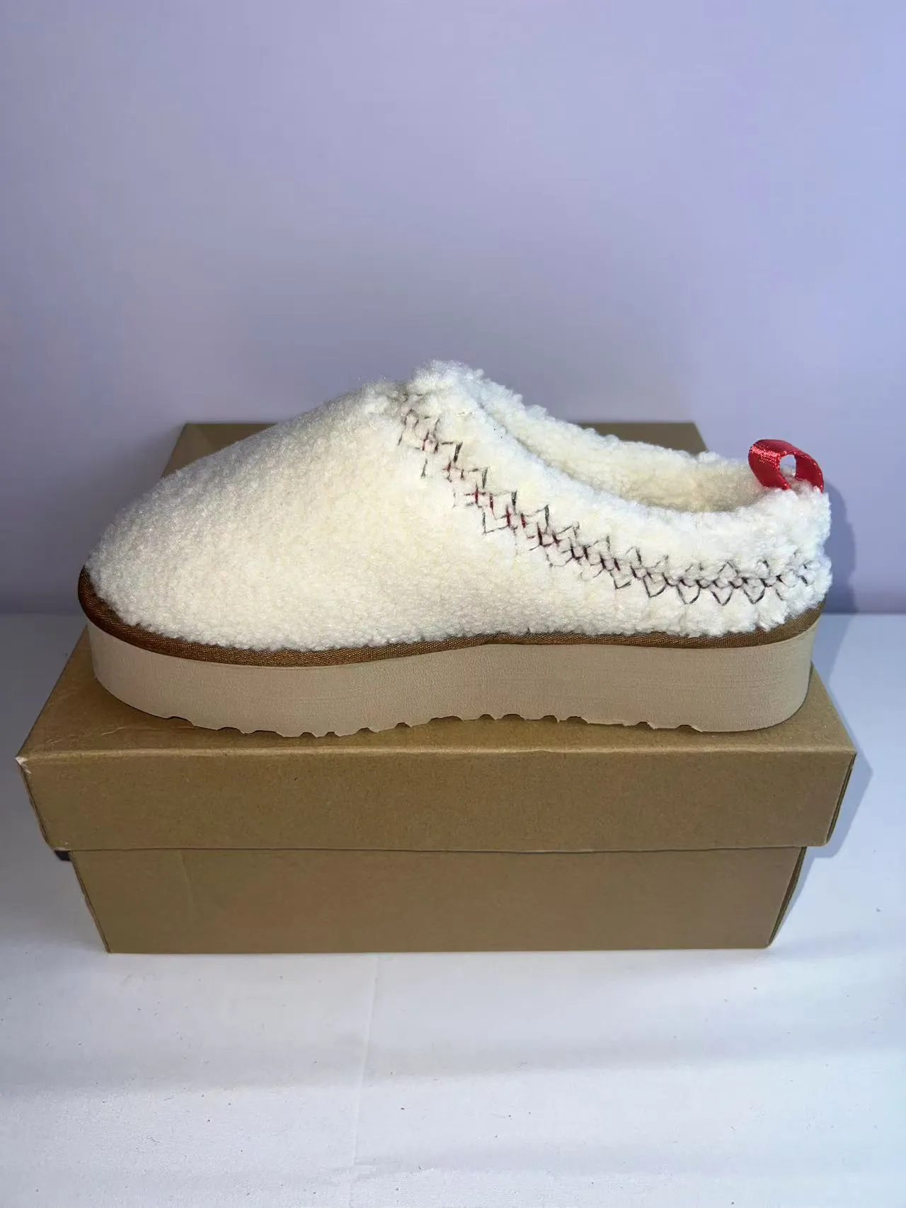UGG Tasman White Red Shearling Upper Platform Sole Casual Shoes 4