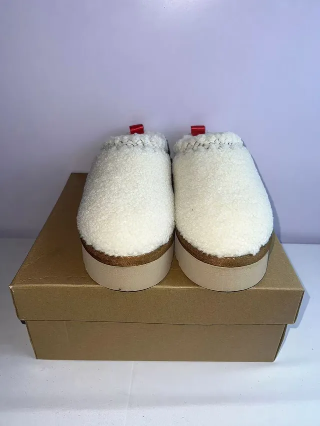 UGG Tasman White Red Shearling Upper Platform Sole Casual Shoes 6