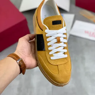 Valentino Beige Black Suede Upper White Laces Lifestyle Sneakers