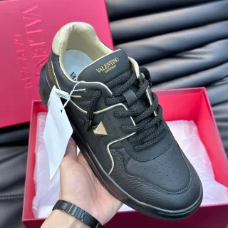 Valentino Negro Beige Cuero Crema Piping Lifestyle Sneakers