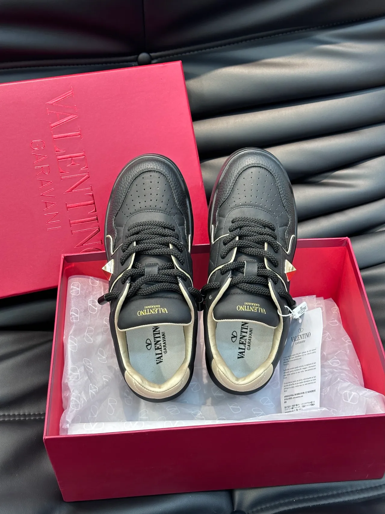 Valentino Noir Beige Cuir Crema Piping Lifestyle Sneakers 4