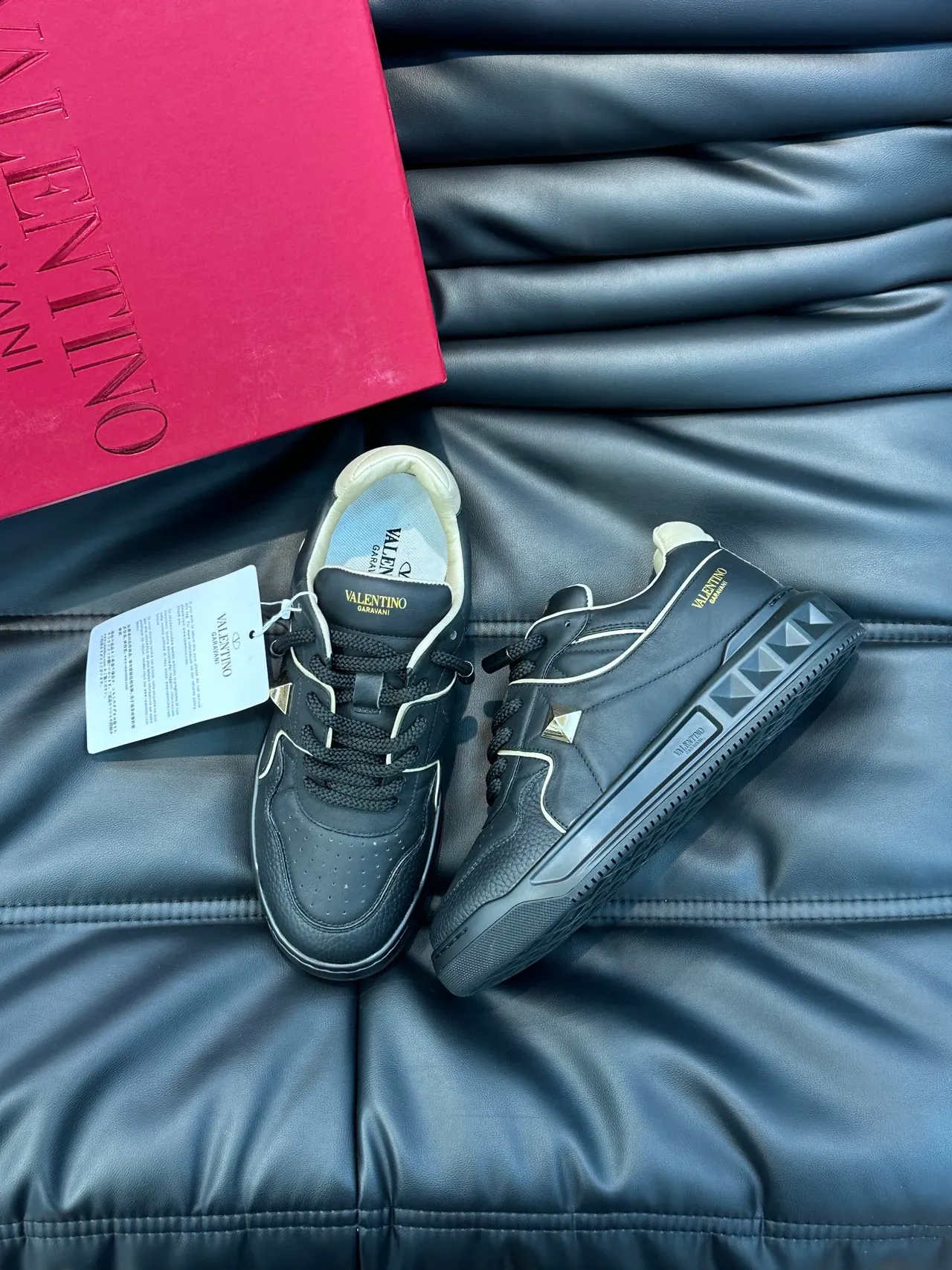 Valentino Noir Beige Cuir Crema Piping Lifestyle Sneakers 5