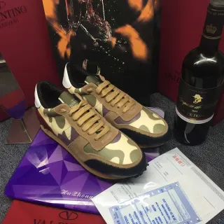 Valentino Camouflage Print Suede Leather Low-Top Lifestyle Sneakers