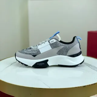 Valentino Gris Blanco Suela Chunky Plataforma Upper de Tejido Heather Zapatillas de Estilo de Vida