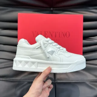 Valentino One Stud All-White Leather Chunky Sneakers