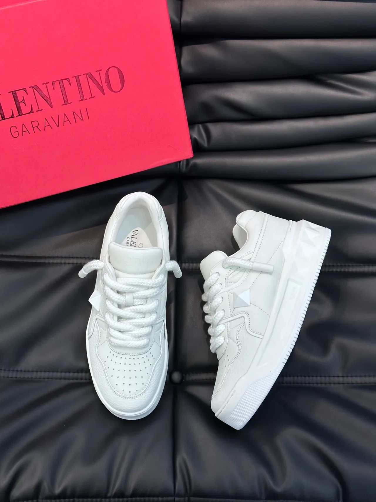 Valentino One Stud All-White Leather Chunky Sneakers 4