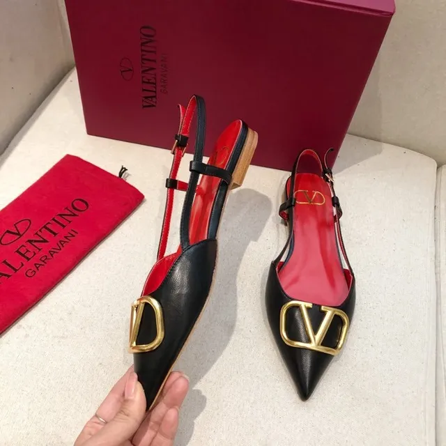 Valentino Open Pointed Toe Slingback Ballet Flats 7