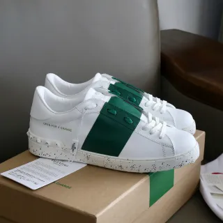 Valentino Open Zapatillas Lifestyle Blancas y Verde Esmeralda
