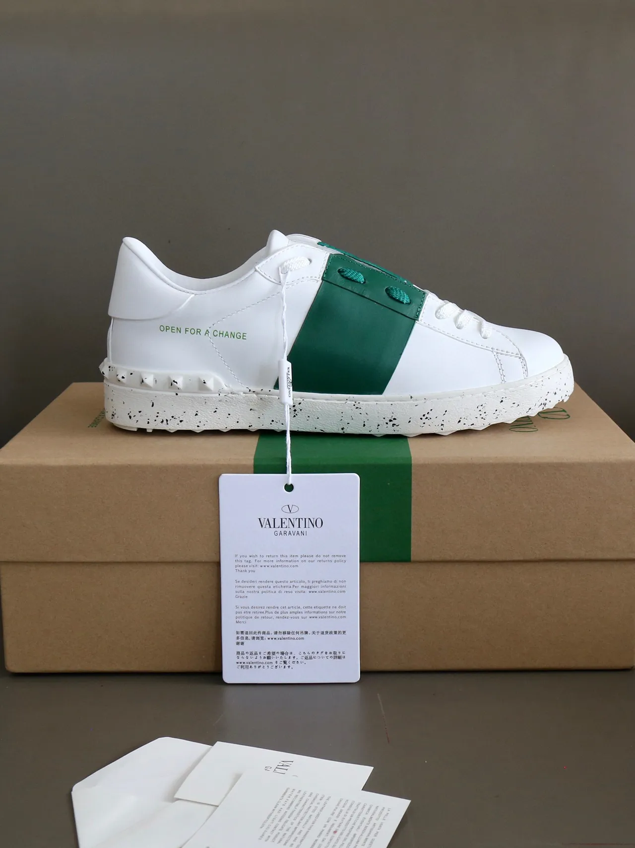 Valentino Open Chaussures Lifestyle Blanches et Vert Émeraude 5