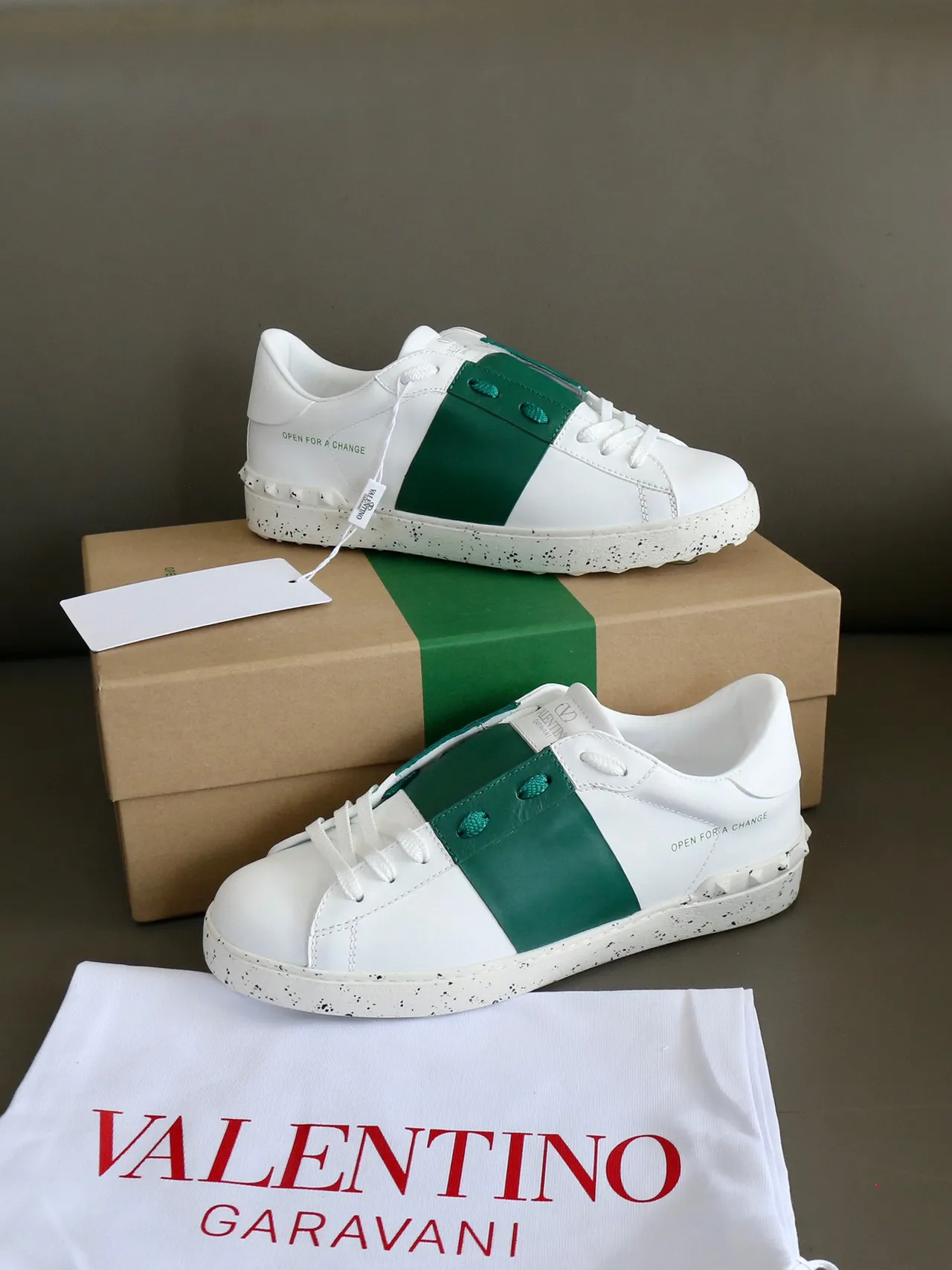 Valentino Open Chaussures Lifestyle Blanches et Vert Émeraude 6