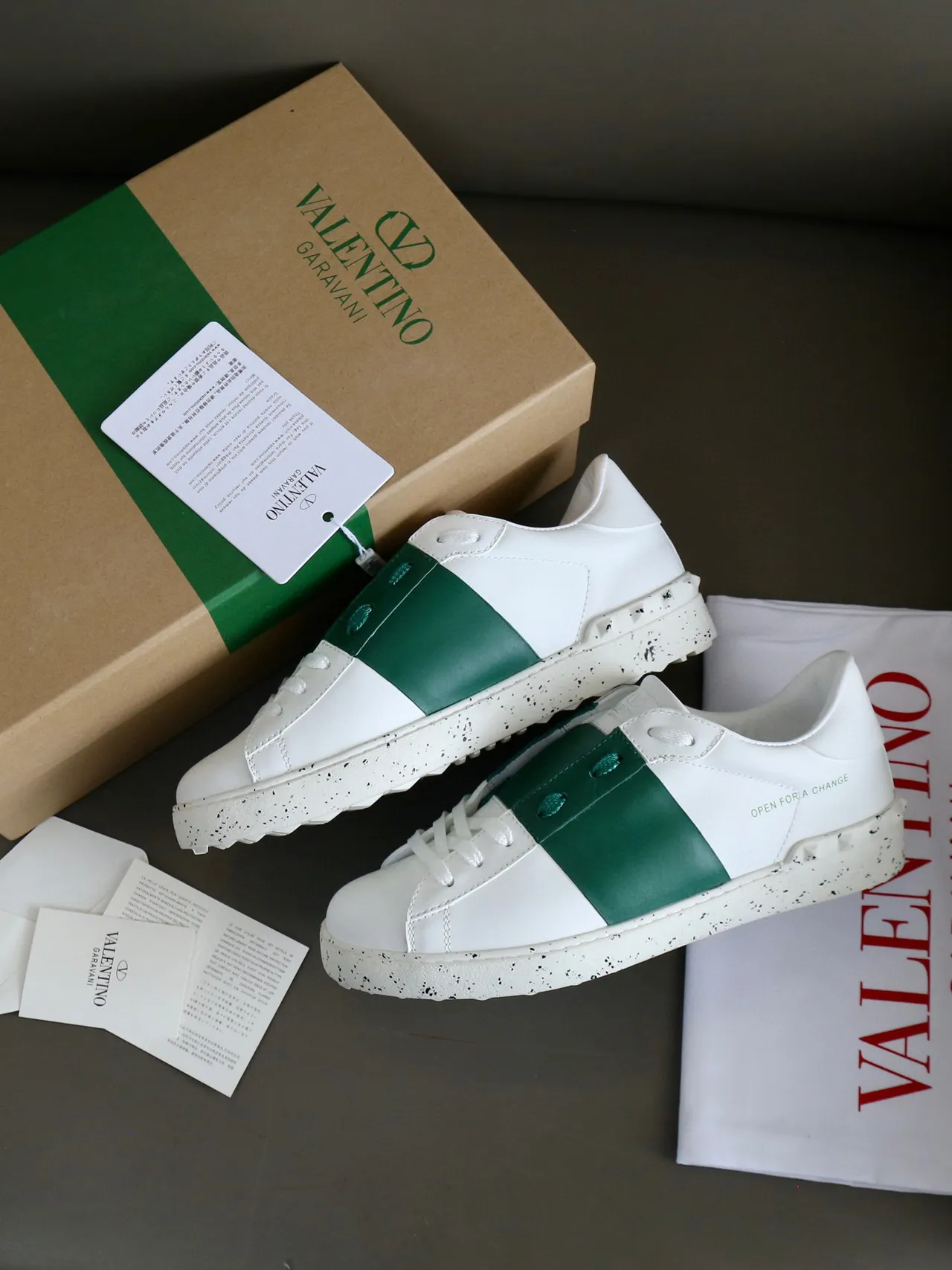 Valentino Open Chaussures Lifestyle Blanches et Vert Émeraude 7