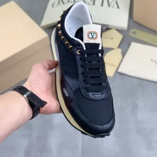 Valentino Rockstud Black Leather and Textile Lifestyle Sneakers