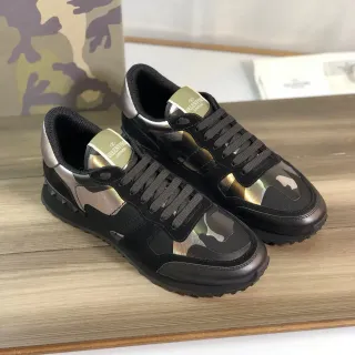 Valentino Rockstud Camo Black Metallic Lifestyle Sneakers