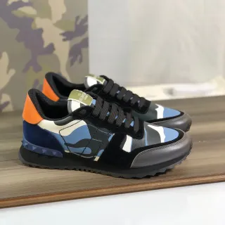 Valentino Rockstud Camouflage Orange Heel Lifestyle Sneakers