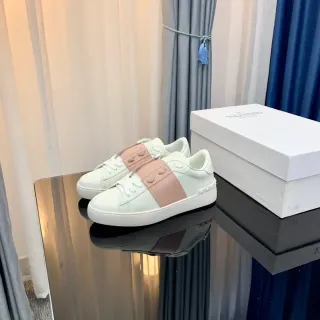 Valentino Rockstud Color-Block Off-White and Pink Lifestyle Sneakers