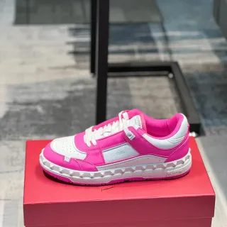 Valentino Rockstud Pink and White Platform Lifestyle Sneakers