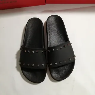 Valentino Rockstud Tachuelas Negras Zapatillas Slide