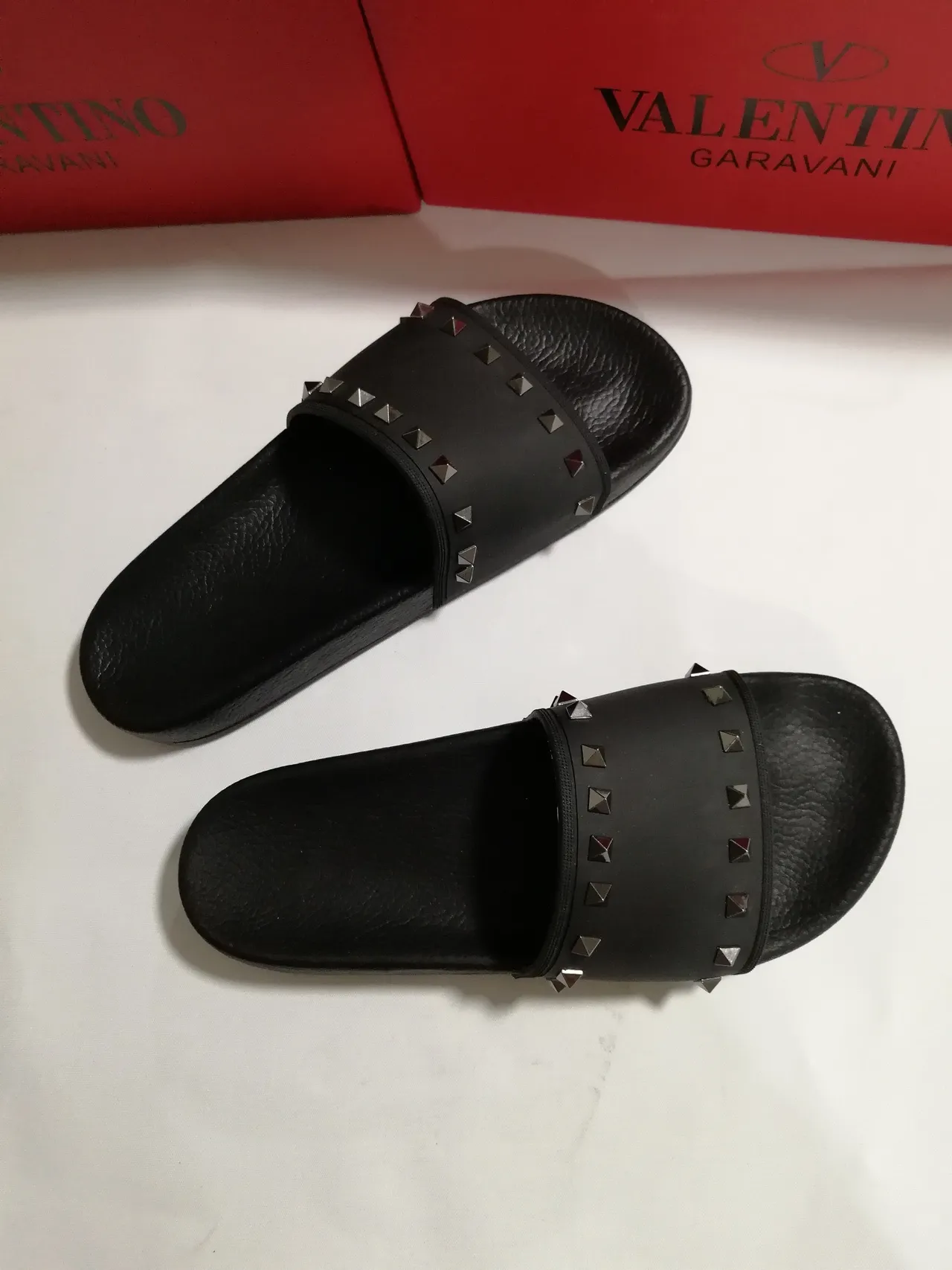 Valentino Rockstud Studded Black Slide Slippers 2