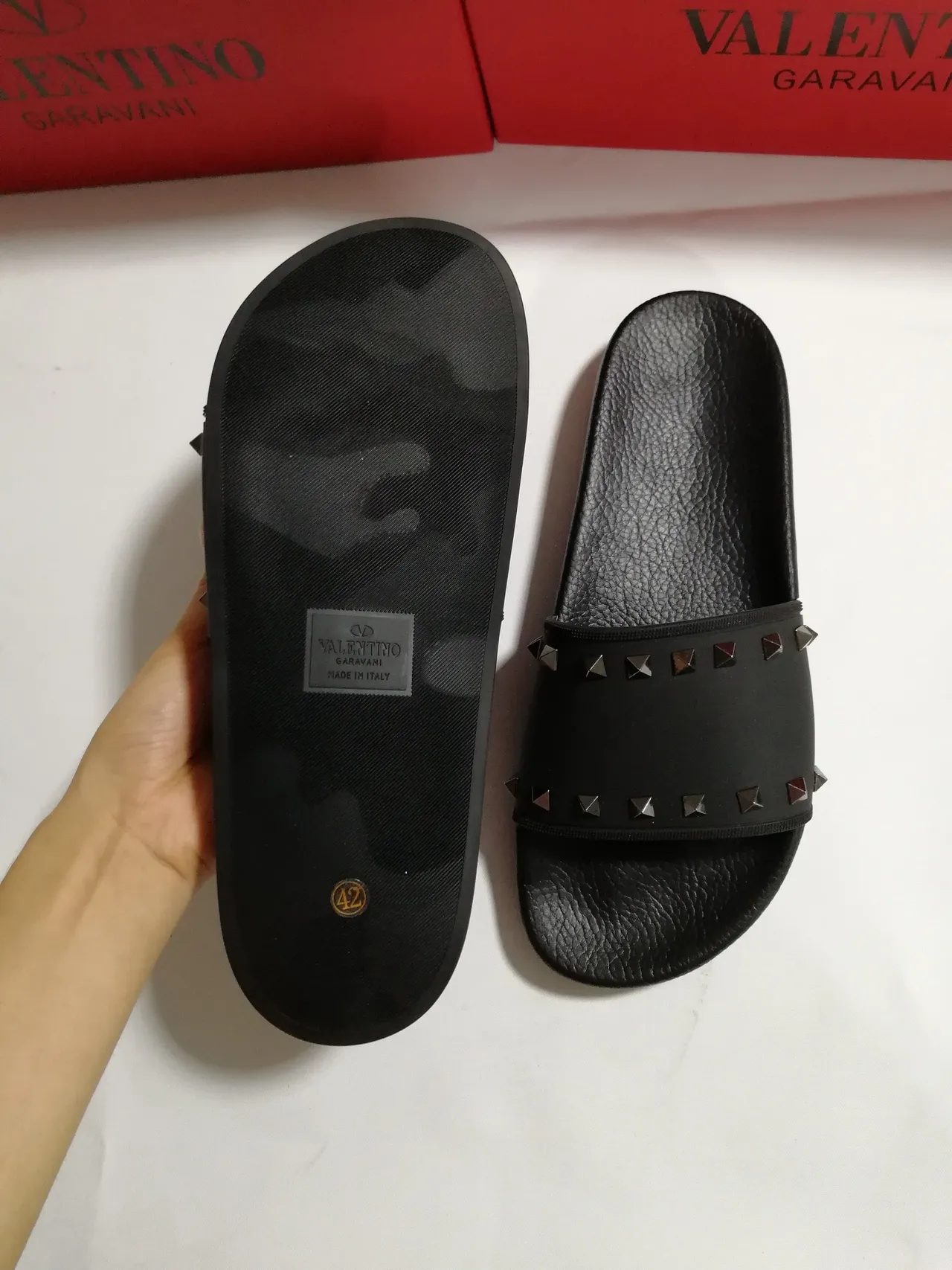 Valentino Rockstud Studded Black Slide Slippers 4