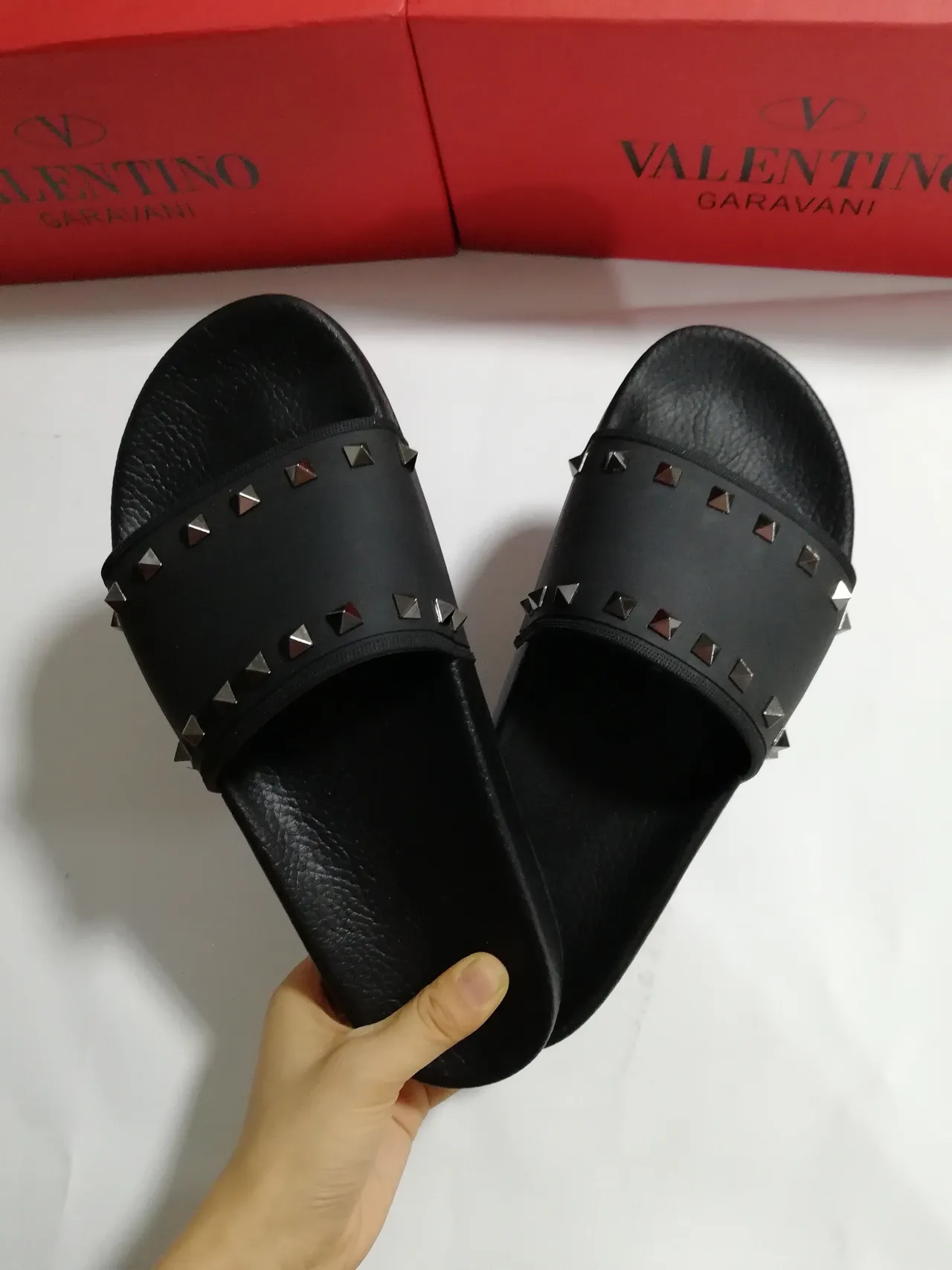 Valentino Rockstud Studded Black Slide Slippers 5