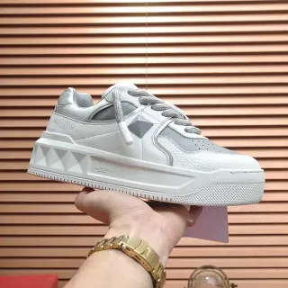 Valentino Rockstud White and Gray Lifestyle Sneakers