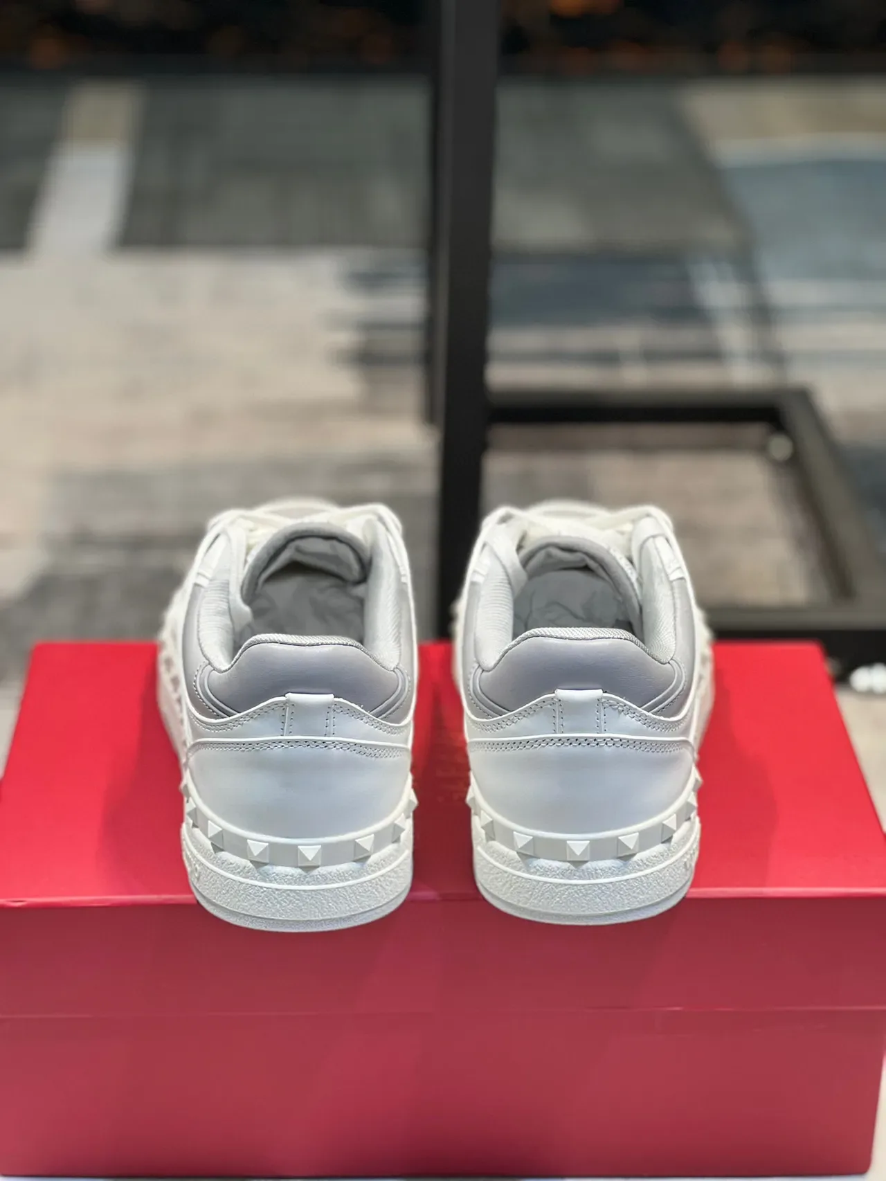Valentino Rockstud White Leather Pyramid Stud Lifestyle Sneakers 2