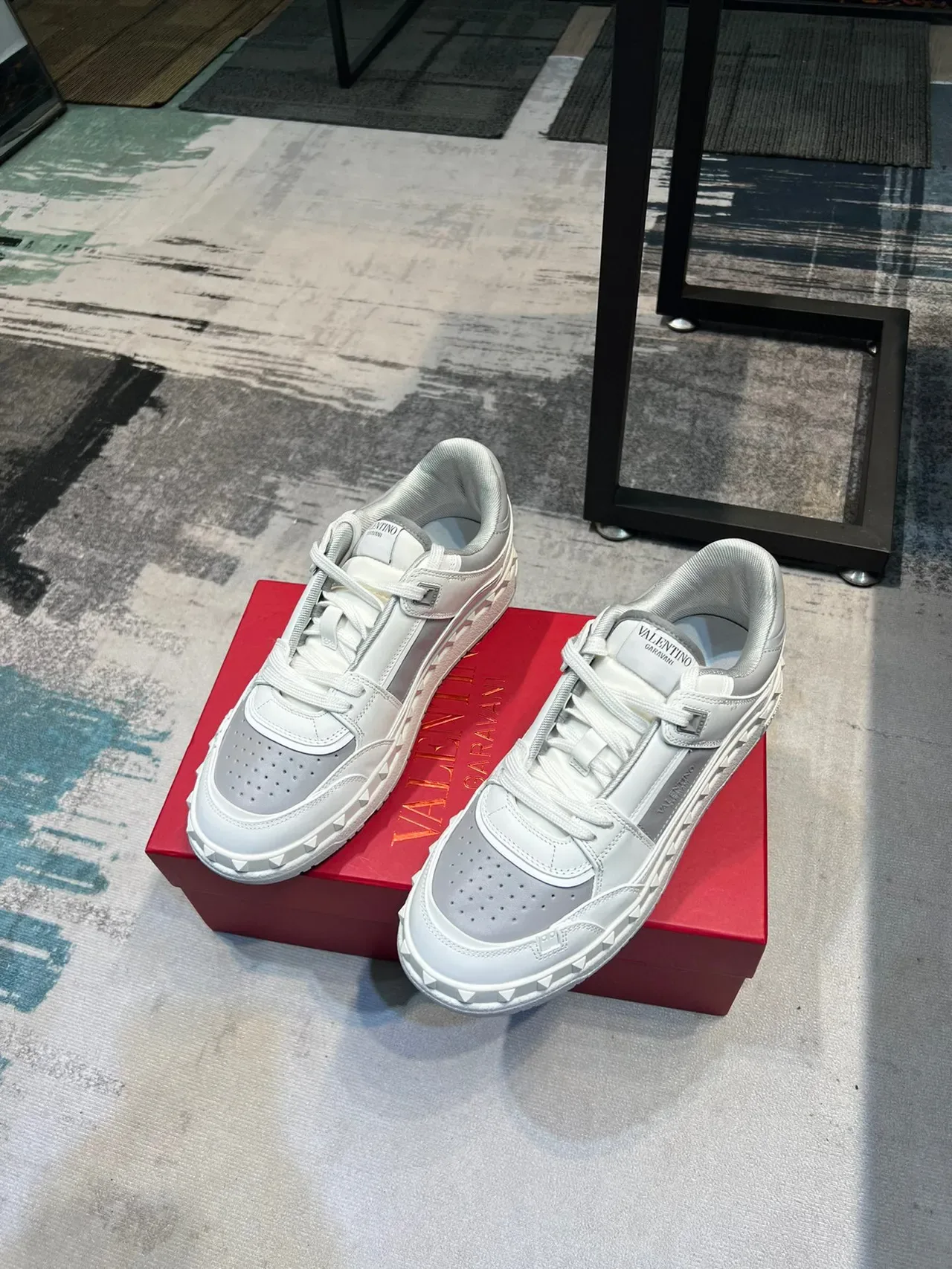 Valentino Rockstud White Leather Pyramid Stud Lifestyle Sneakers 6