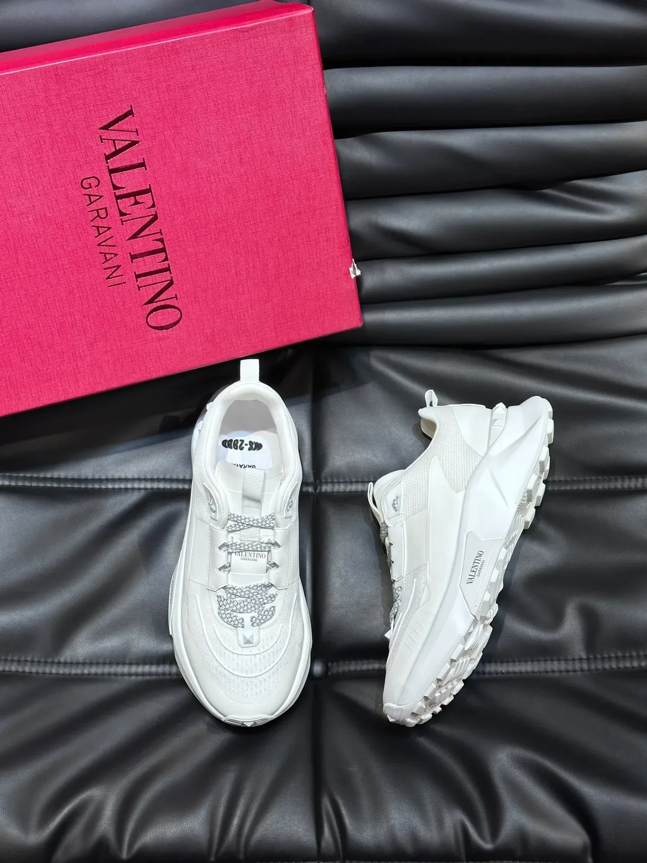 Valentino Rockstud White Silver Sole Hardware Chunky Sneakers 4