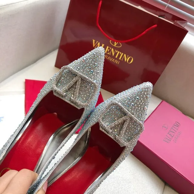 Valentino Silver Red Crystal-Embellished Pointed-Toe Stiletto 2