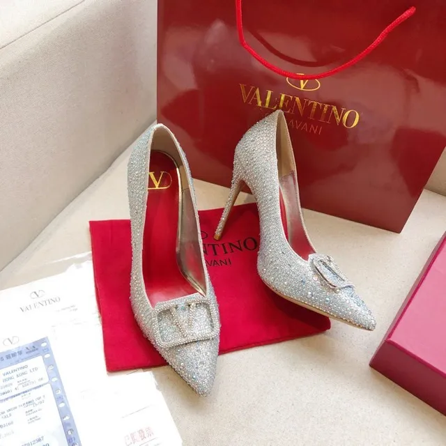 Valentino Silver Red Crystal-Embellished Pointed-Toe Stiletto 3