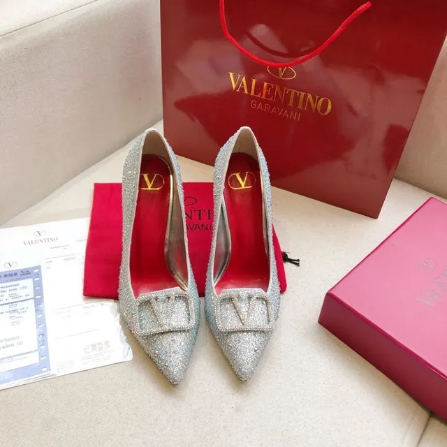 Valentino Silver Red Crystal-Embellished Pointed-Toe Stiletto 4