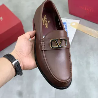 Valentino VLogo Loafer Brown Leather Loafers