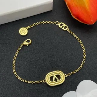 Valentino VLogo Oval Charm Gold-Tone Chain Bracelet