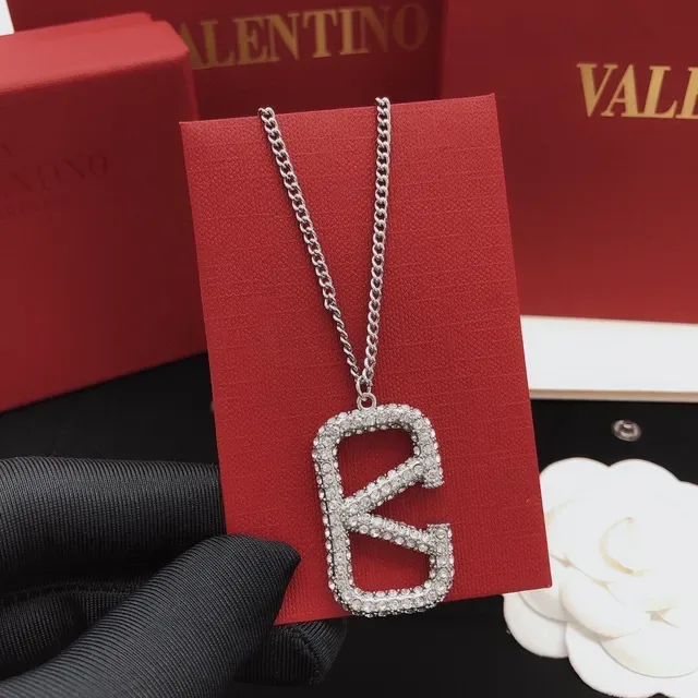Colar Valentino VLogo Pavé Crystal Silver-Tone 7