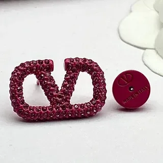 Boucles d'oreilles Valentino VLogo Cristaux Pavé Rose Motif Double-V 2