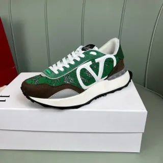 Valentino VLogo Runner أخضر بني مطبوعة بالدانتيل نمط حياة سينيكرز