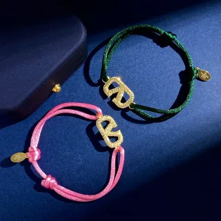 Valentino VLTN Crystal Logo Cord Bracelet