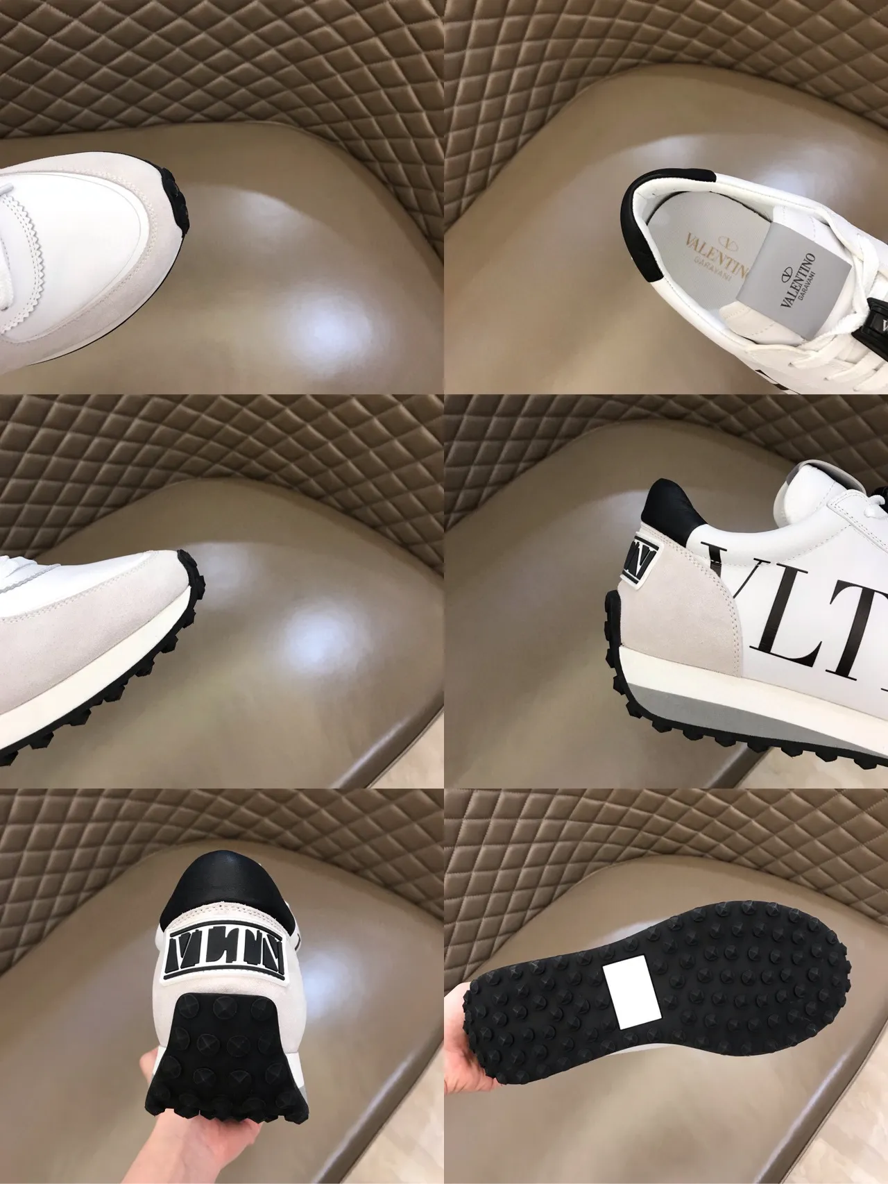 Valentino VLTN Tênis Lifestyle Branco Bege Low-Top de Material Misto 2