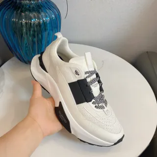 Valentino White Black Chunky Platform Sole Mesh Knit Upper Lifestyle Sneakers